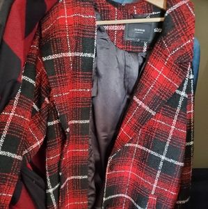 Red and black wool plaid coat size 4 torrid new